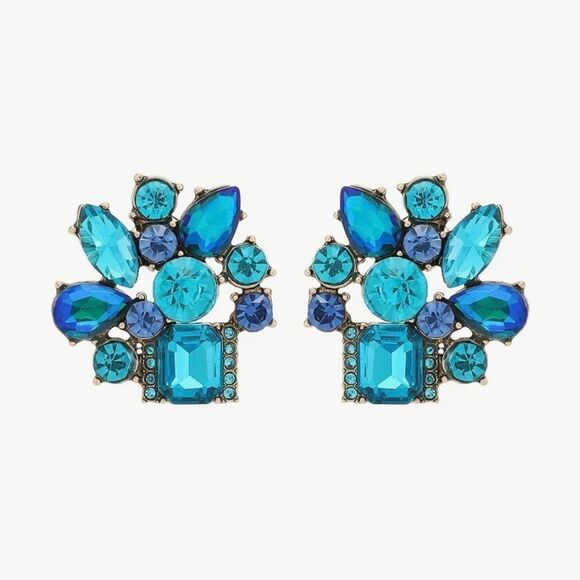 🩵 NEW Blue mosaic cluster crystal earrings 🩵 - Picture 4 of 4